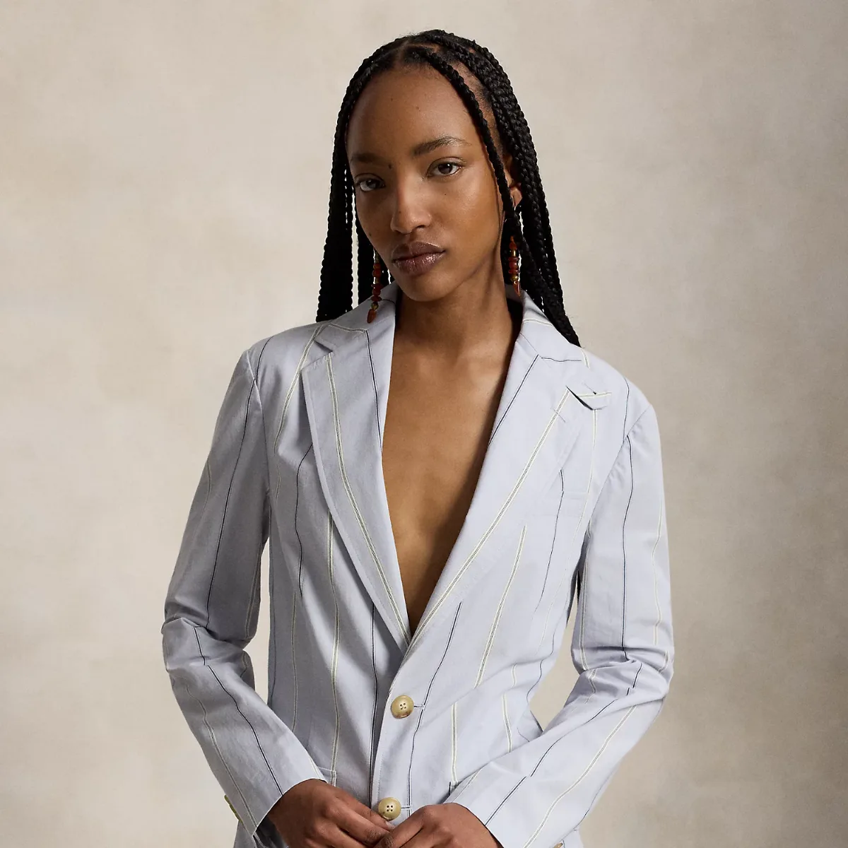 Single-Breasted Striped Cotton Blazer by Polo Ralph Lauren