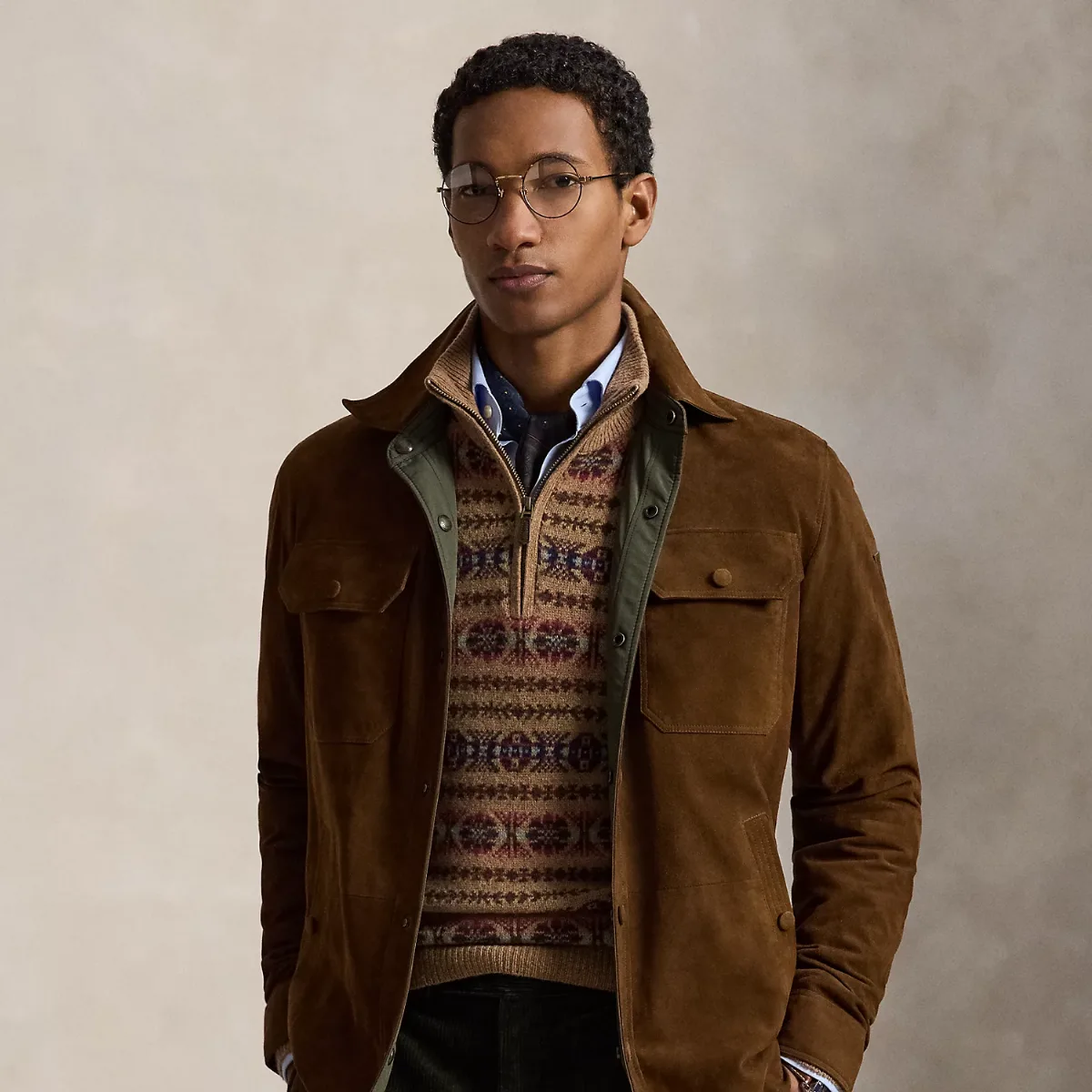 Reversible Suede-Taffeta Shirt Jacket by Polo Ralph Lauren