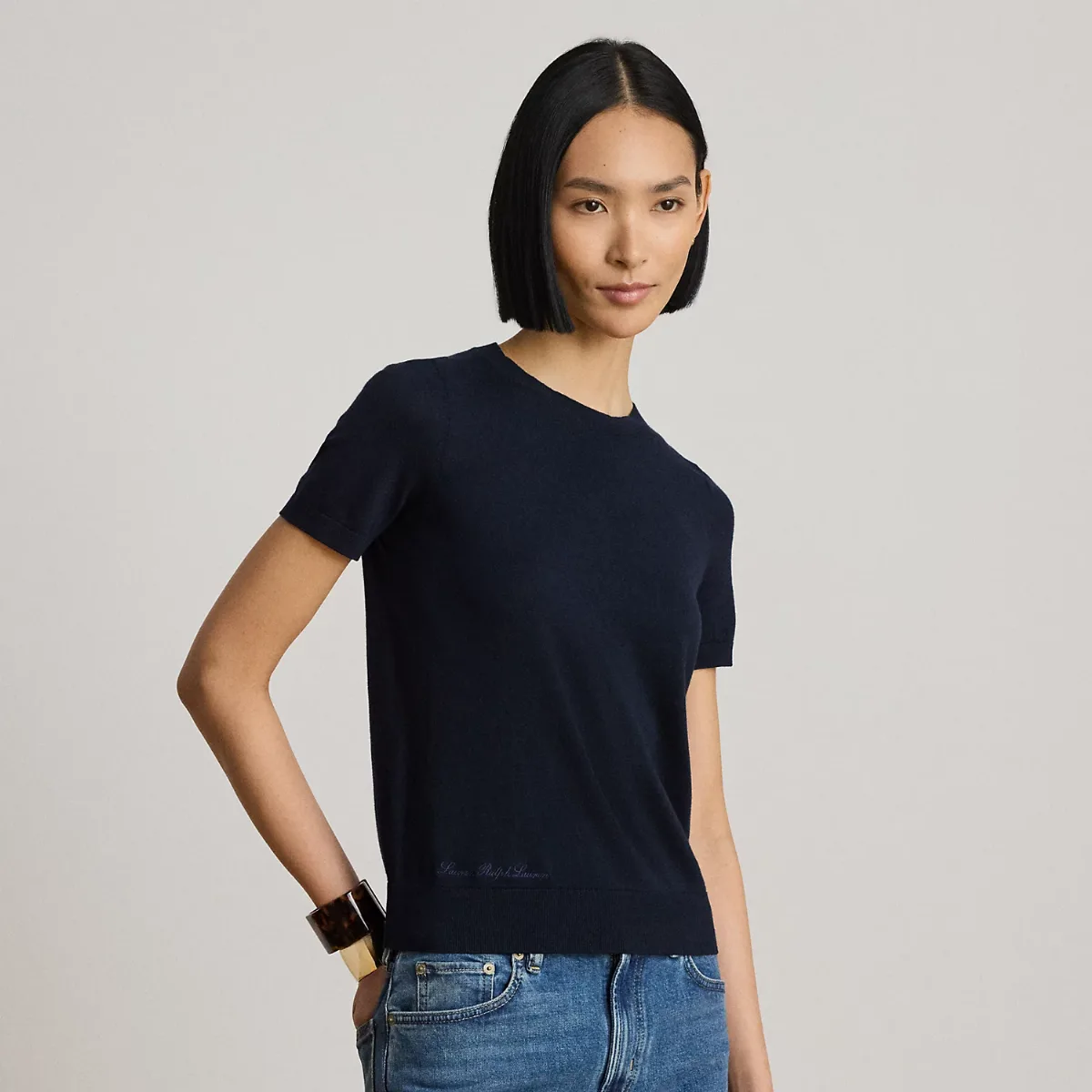 Cotton-Modal Short-Sleeve Jumper