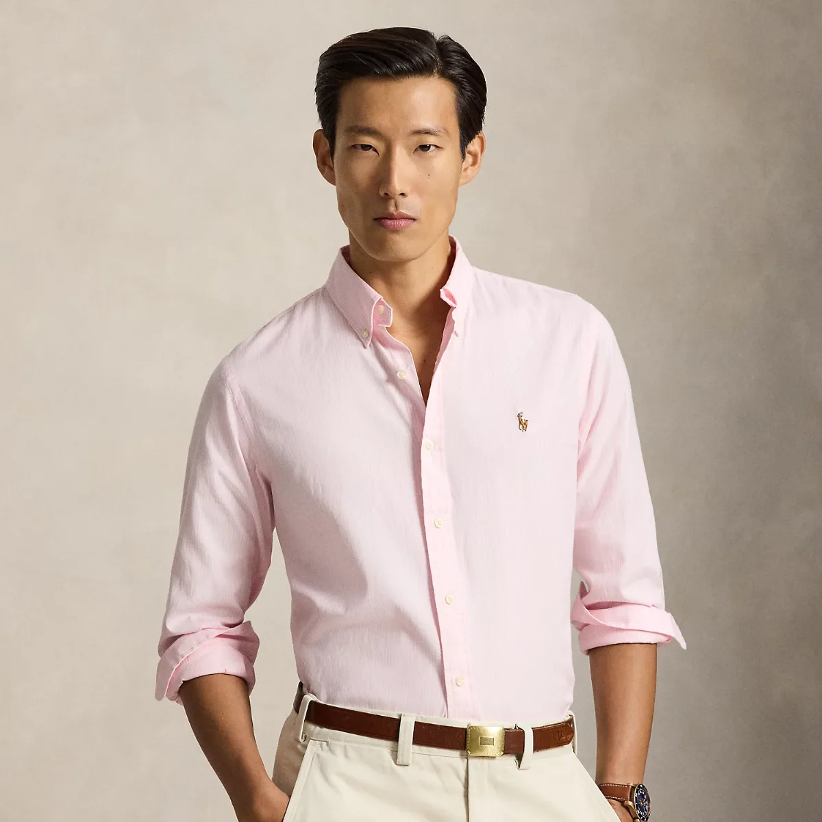 Custom Fit Striped Stretch Oxford Shirt by Polo Ralph Lauren