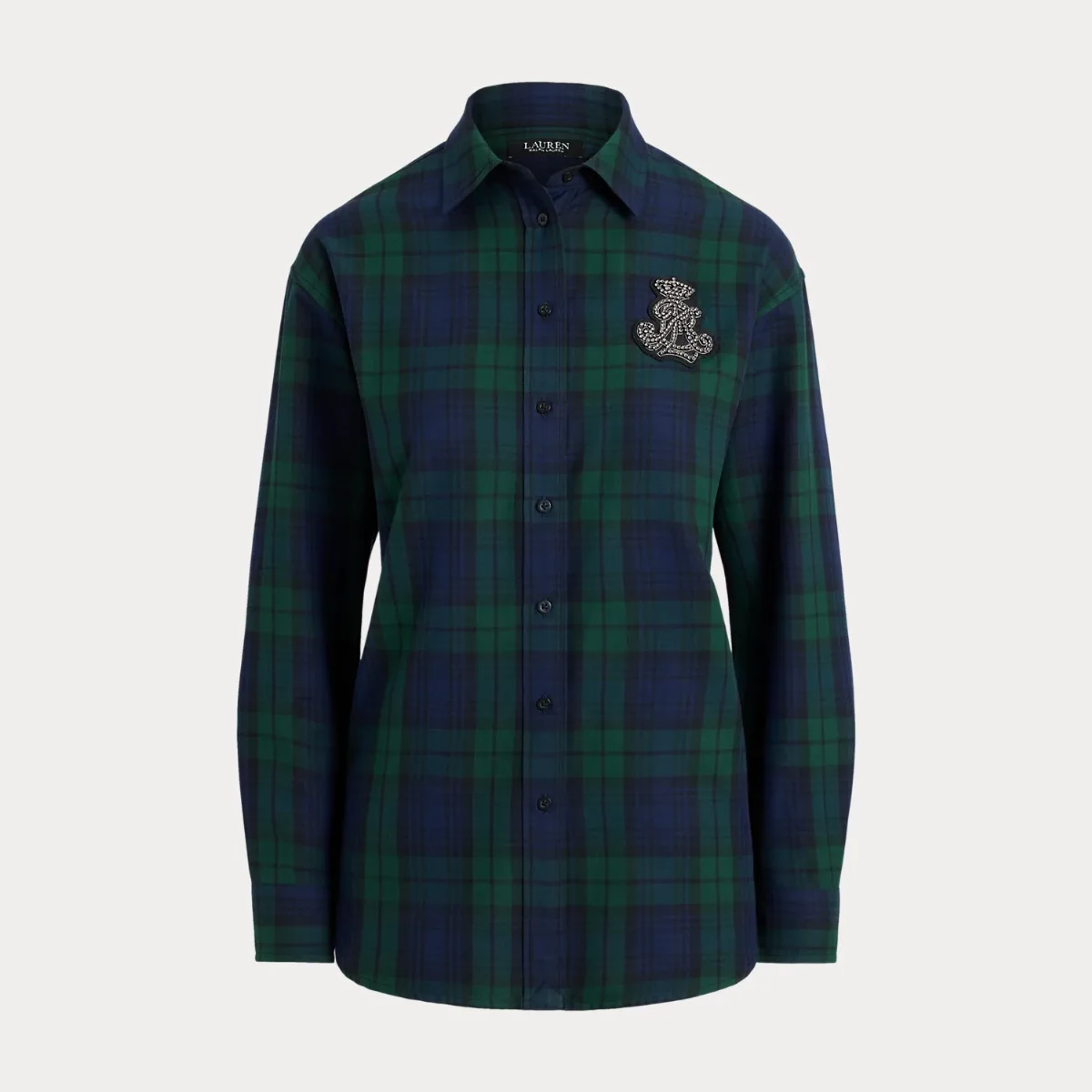 Relaxed Fit Bullion Black Watch Shirt by Lauren Ralph Lauren