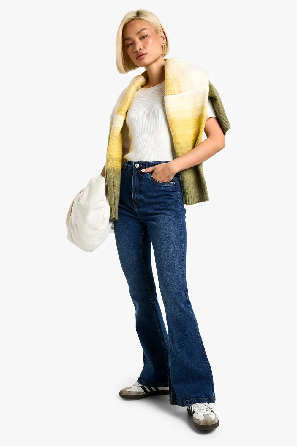 Butt Shaper High Rise Skinny Flared Jeans by boohoo