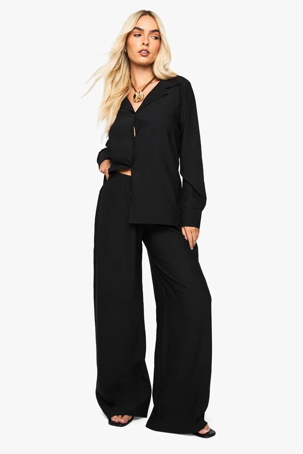 Crinkle Oversized Shirt & Trouser Co-Ord