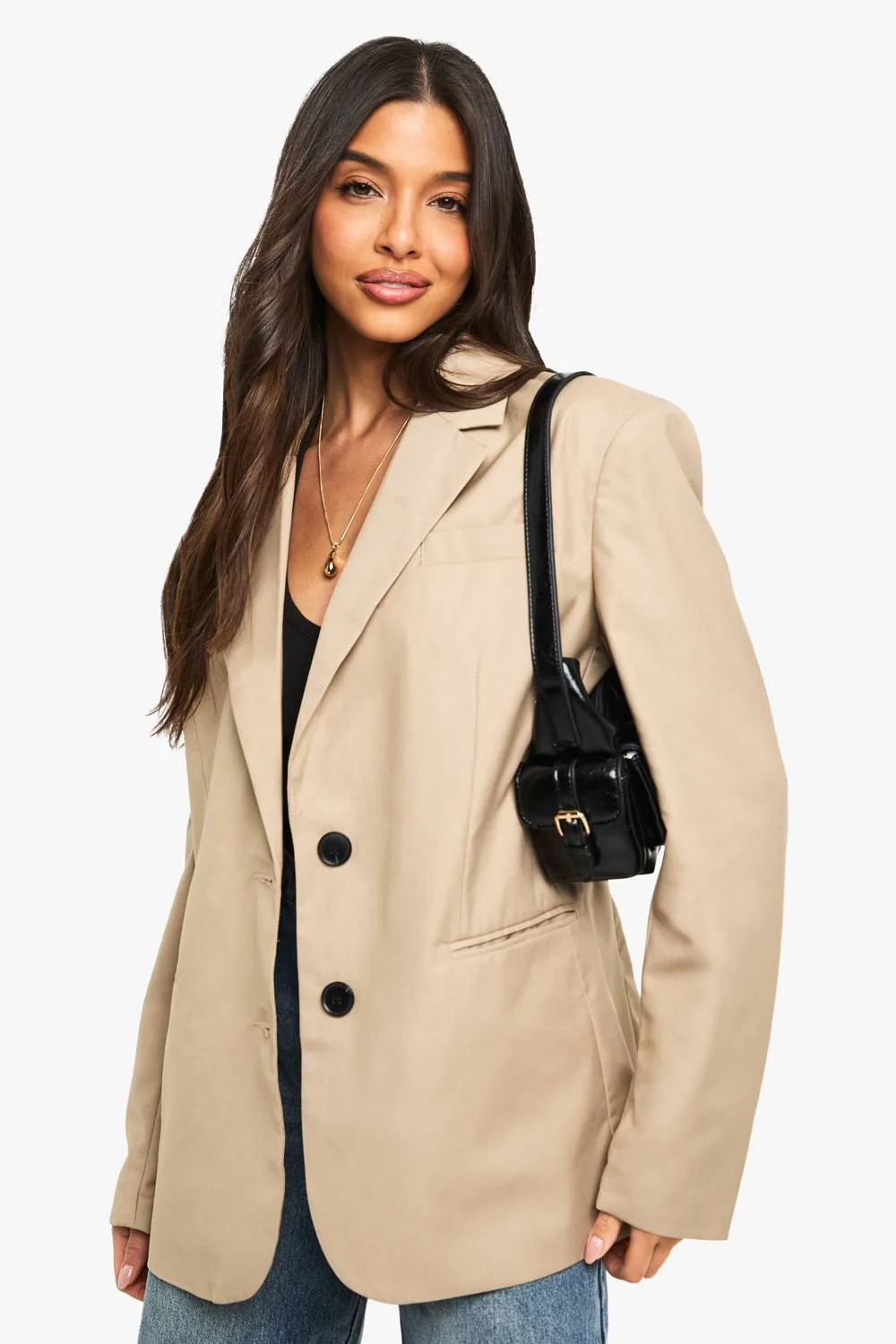 Oversized Hem Split Single Breasted Blazer by boohoo