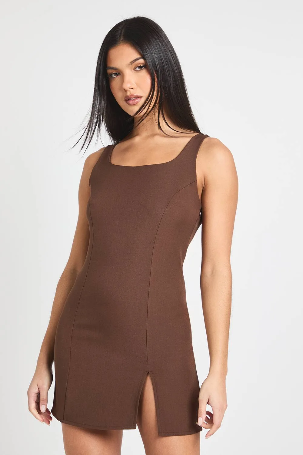 Square Neck Tailored Mini Dress by boohoo