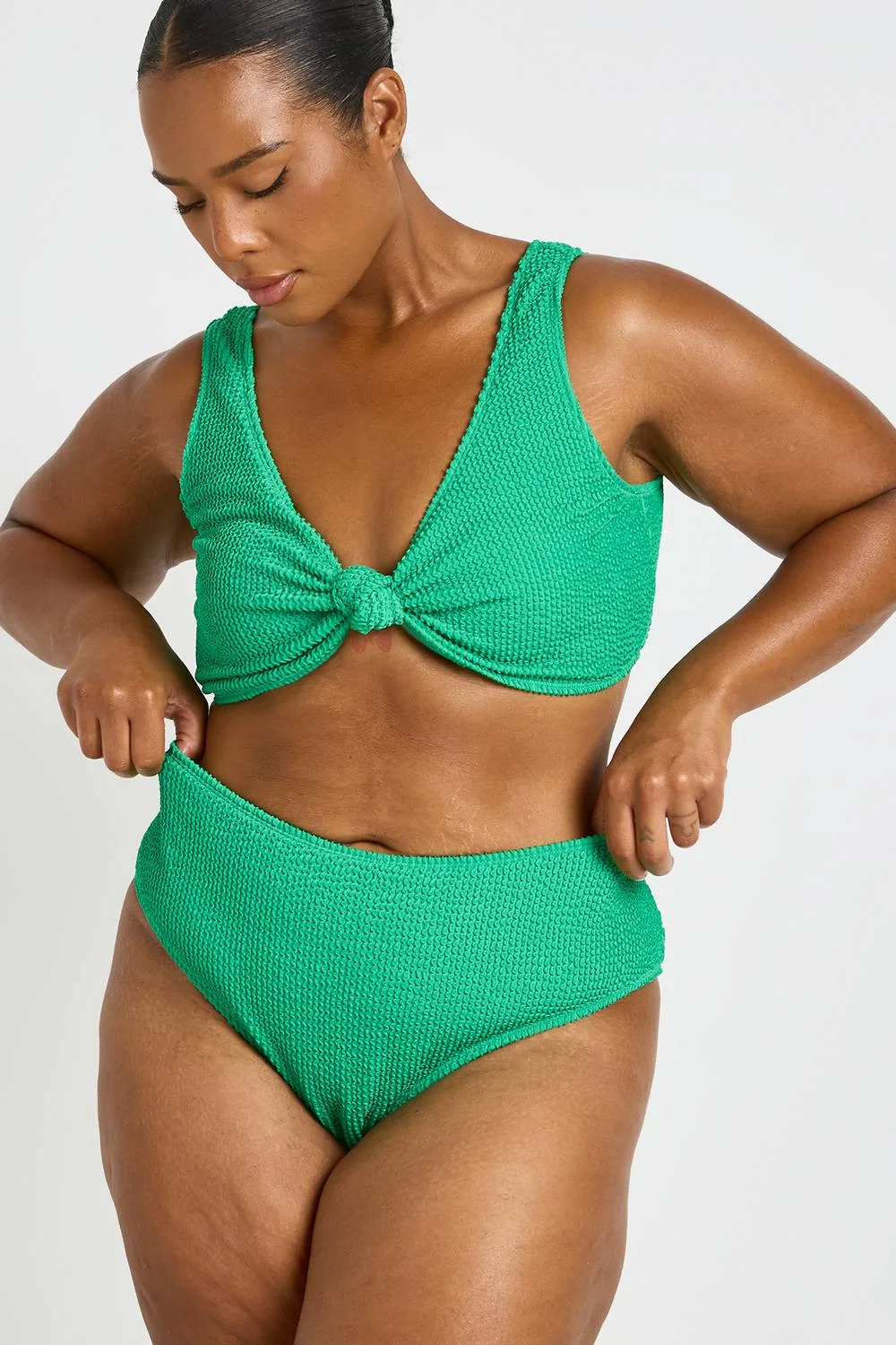 Crinkle Knot Top & High Waist Bikini by boohoo