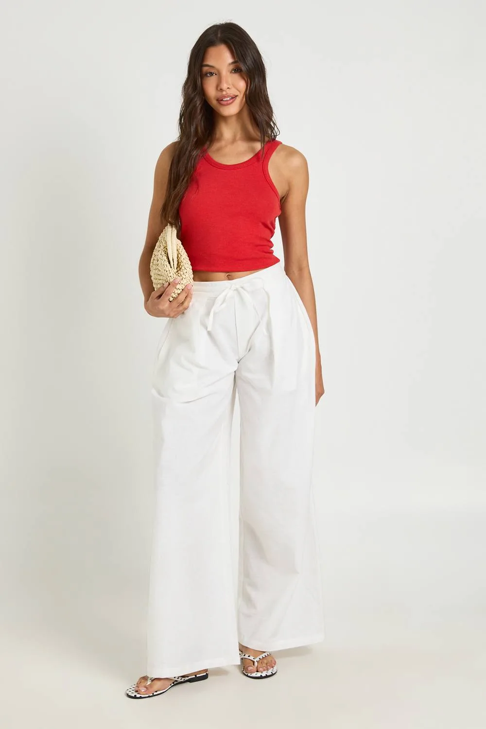 Linen Look Barrel Leg Trouser by boohoo