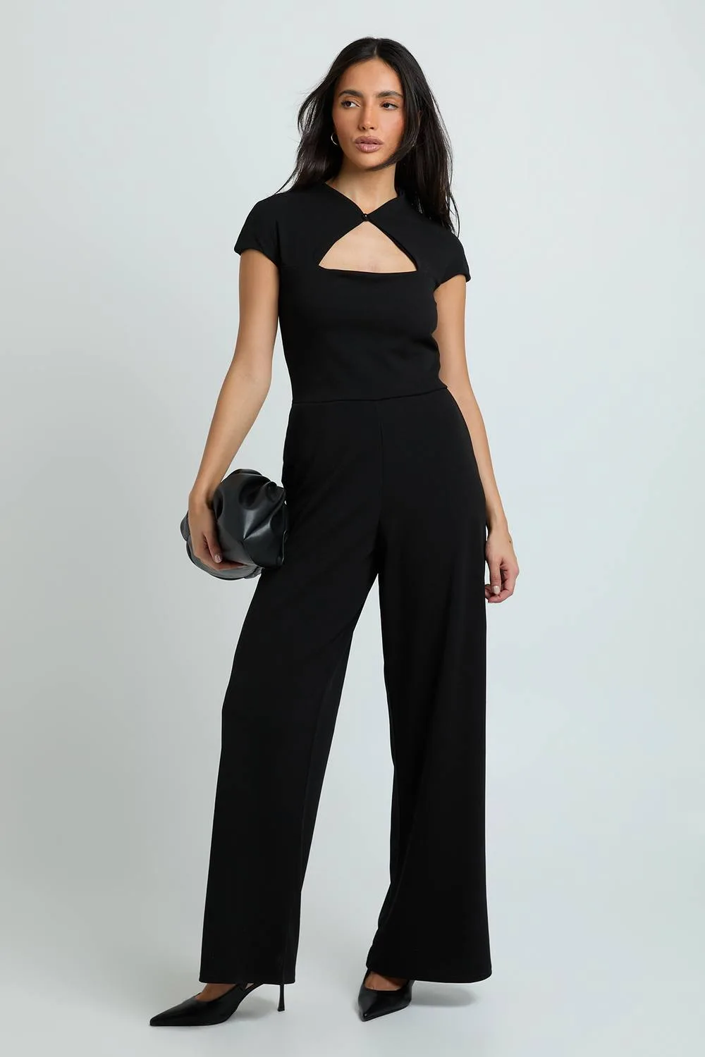 Jersey Crepe High Neck Wide Leg Jumpsuit by boohoo