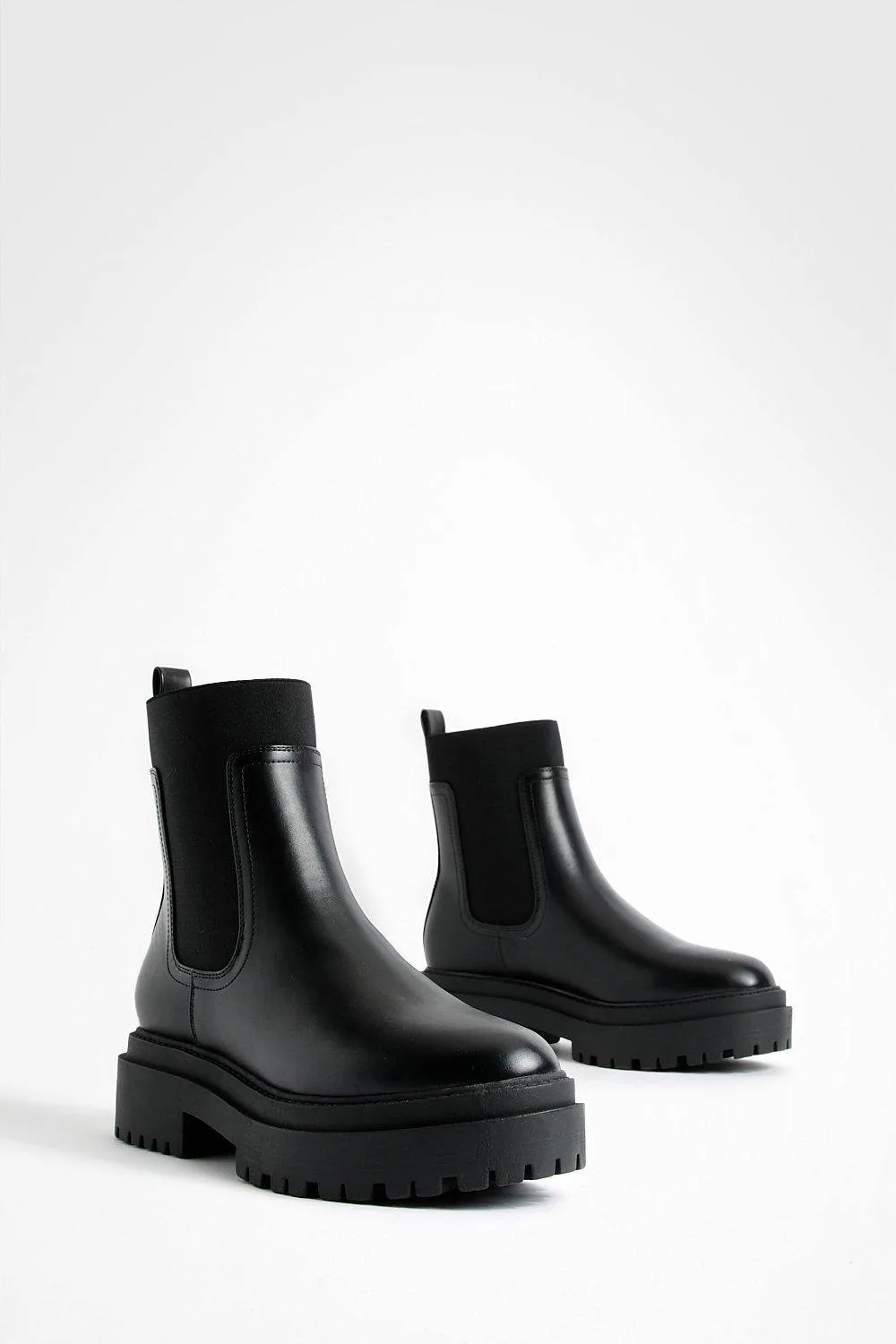 Stretch Panel Chunky Chelsea Boots by boohoo
