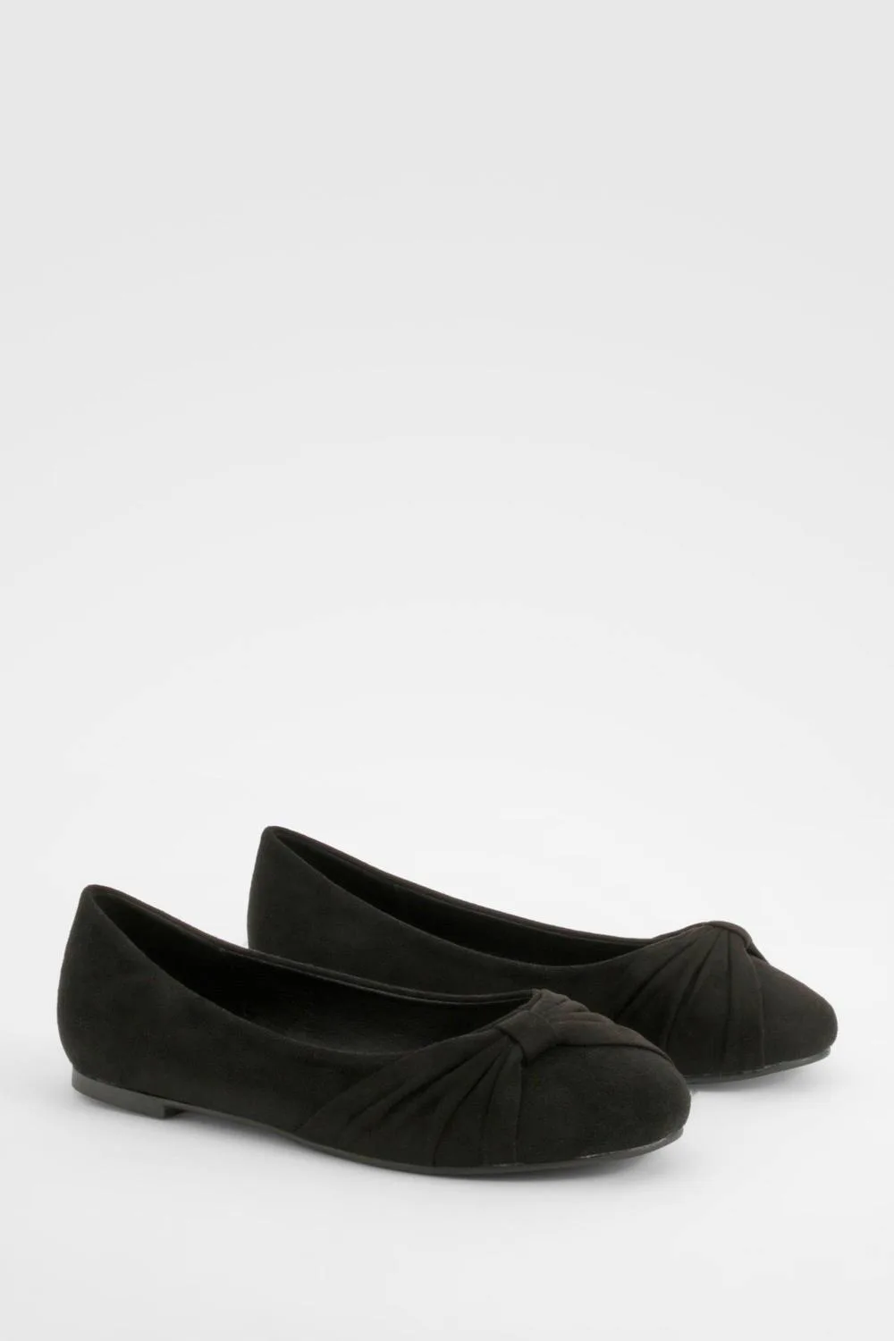 Wide Fit Faux Suede Twist Detail Ballet Flats by boohoo
