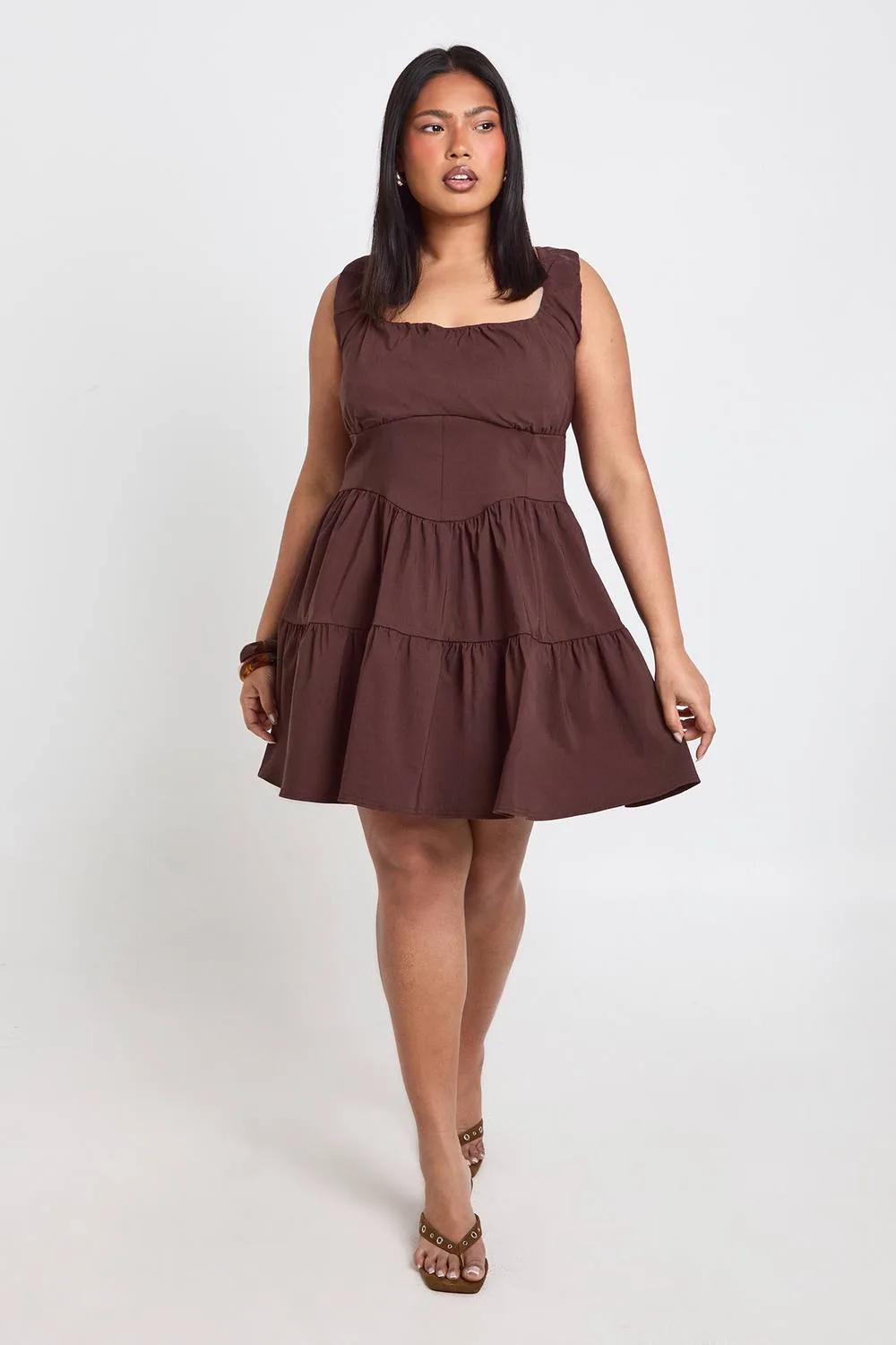 Bengaline Square Neck Mini Dress by boohoo