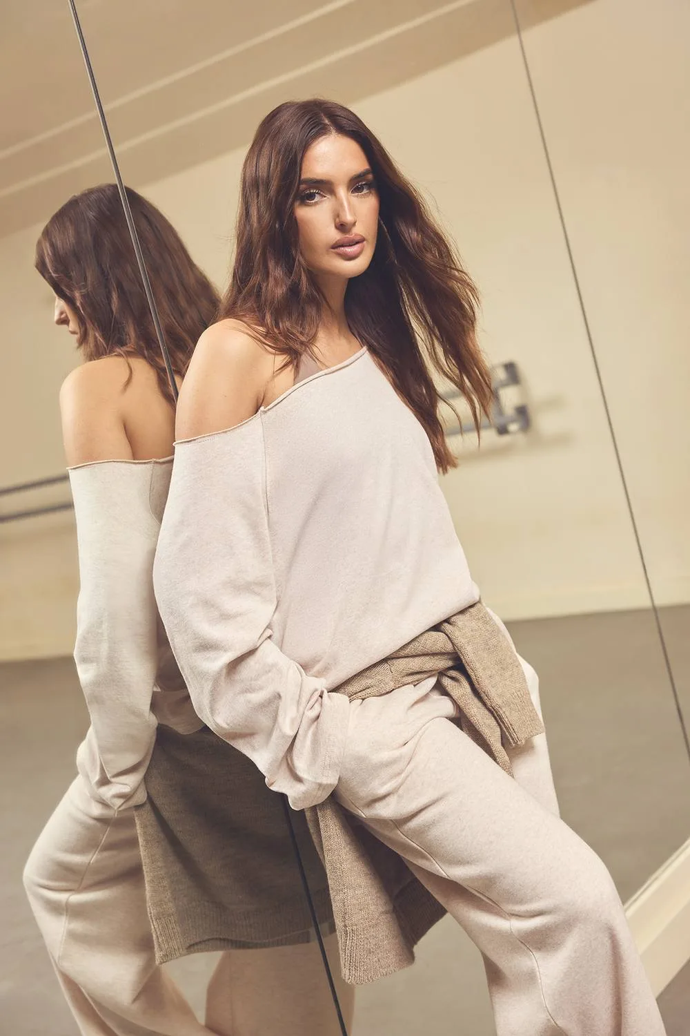 Deep Waistband Wide Leg Jogger Pants by DSGN Studio