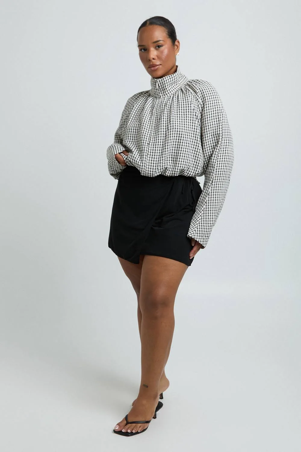 Textured Wrap Waist Mini Skirt by boohoo