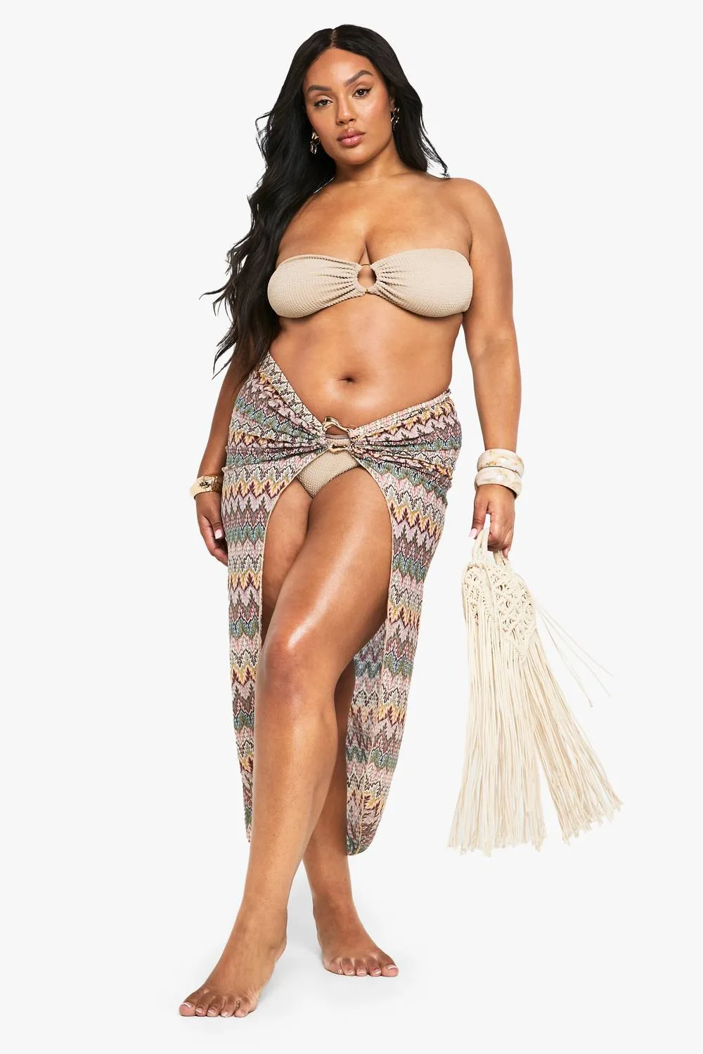 Zig Zag Knitted Sarong by boohoo