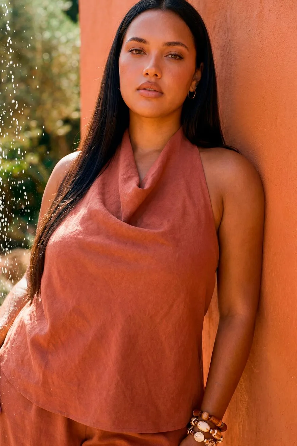 Peached Halter Cowl Neck Top by boohoo