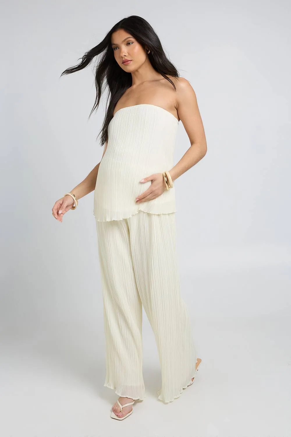 Maternity Plisse Bandeau Floaty Top by boohoo