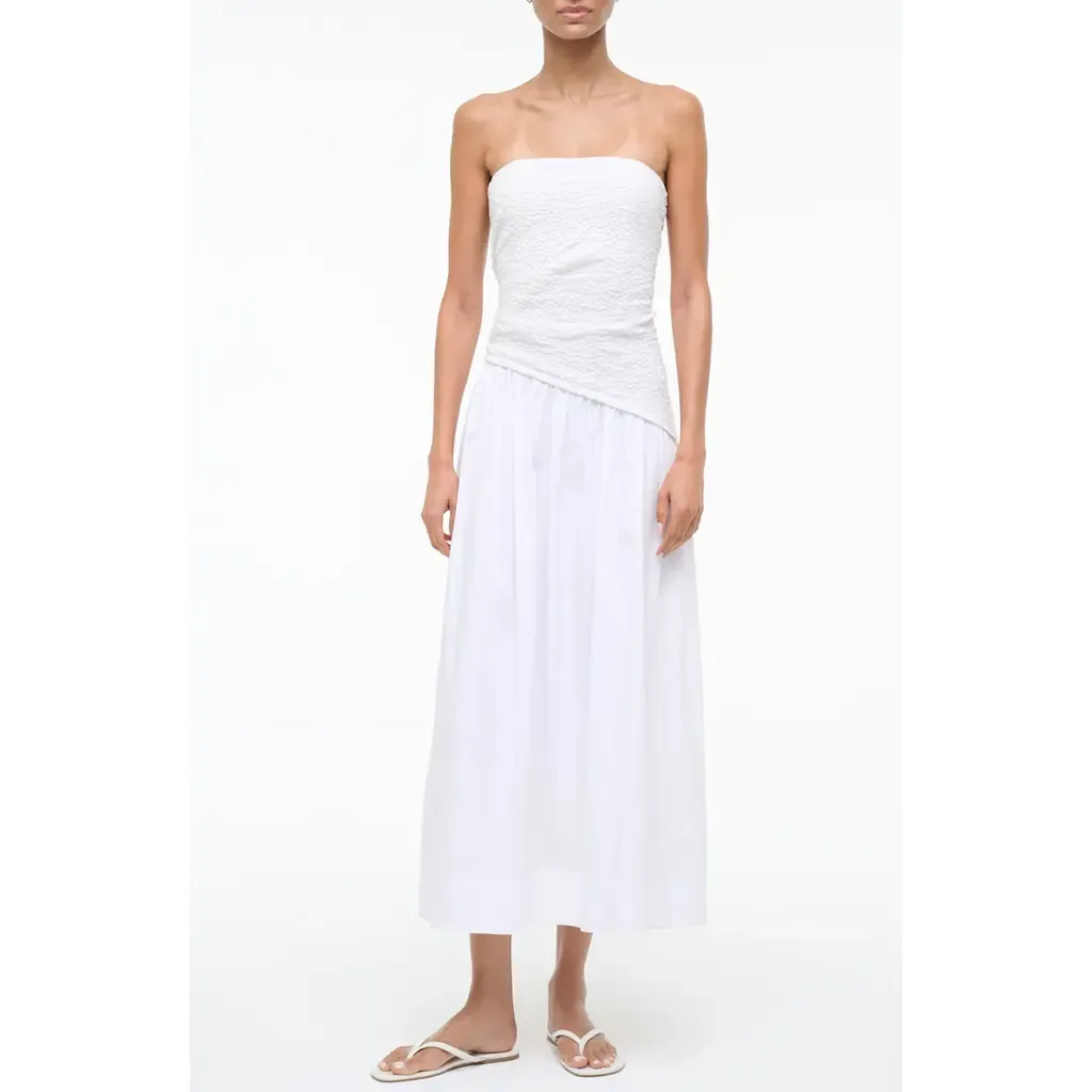 Nia Strapless Midi Dress by STAUD