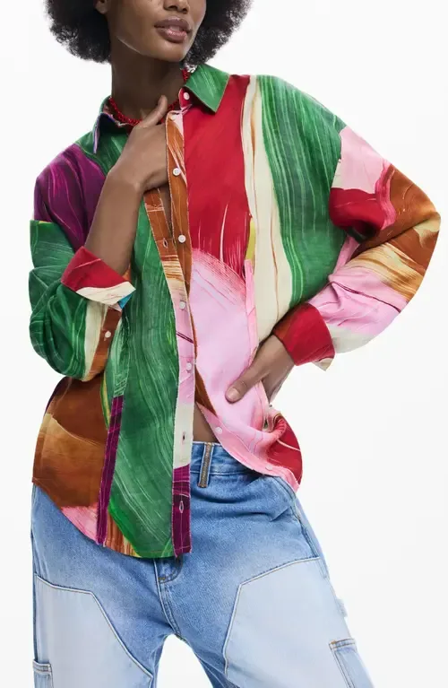 Abstract Print Button-Up Shirt by Desigual