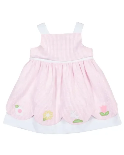 Seersucker Check Dress with Flowers & Bunny by Florence Eiseman