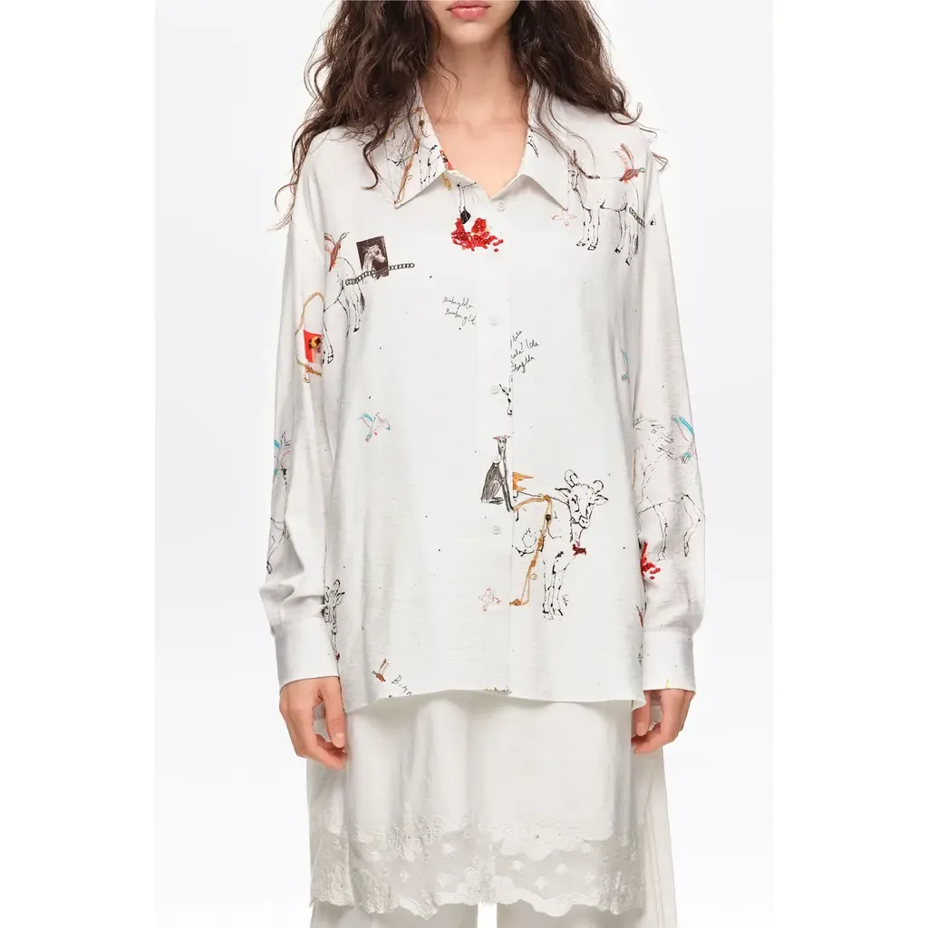 Oversized Animal Print Shirt by BIMBA Y LOLA
