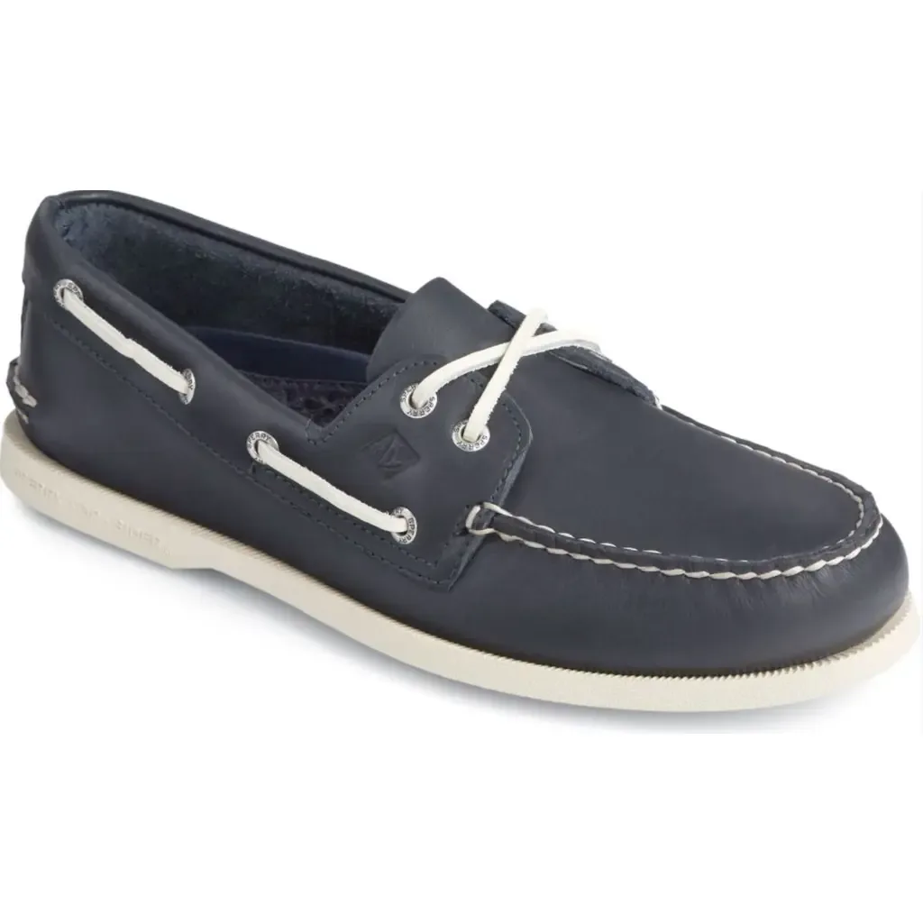 Authentic Original Boat Shoe in Navy Leather Smooth by Sperry