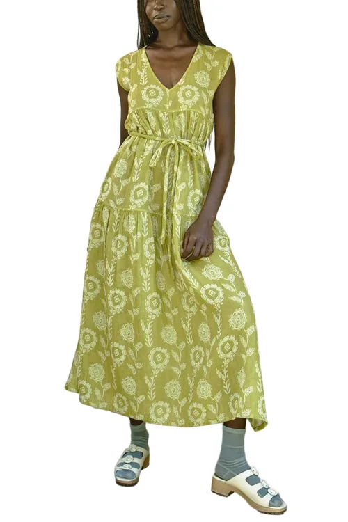 Jules V-Neck Belted Tiered Maxi Dress by Ace & Jig