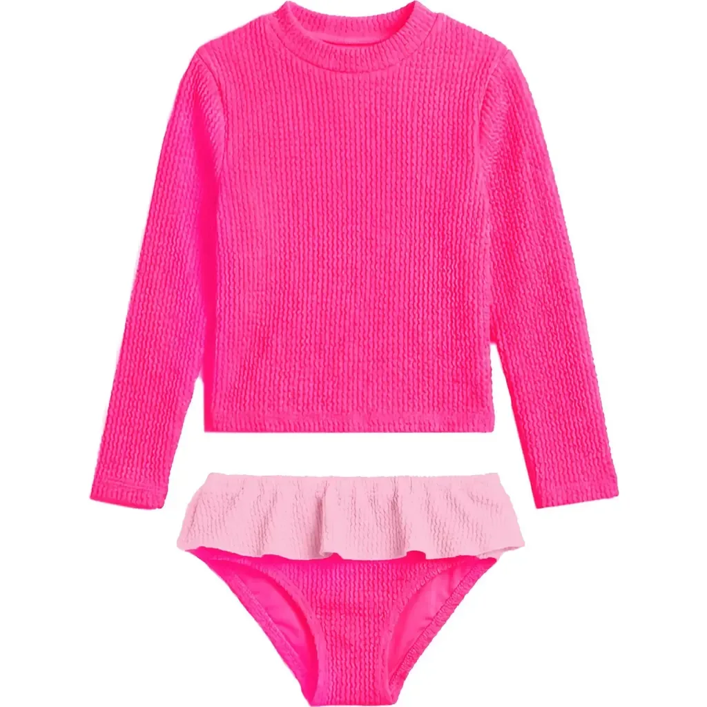 Crinkle Ruffle Rashguard Set by Limeapple