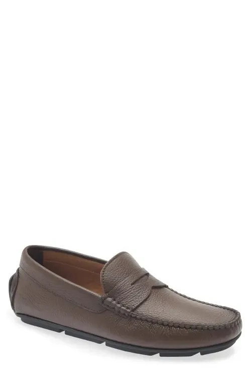 Tommy Perforated Driving Loafer in Brown Tumbled