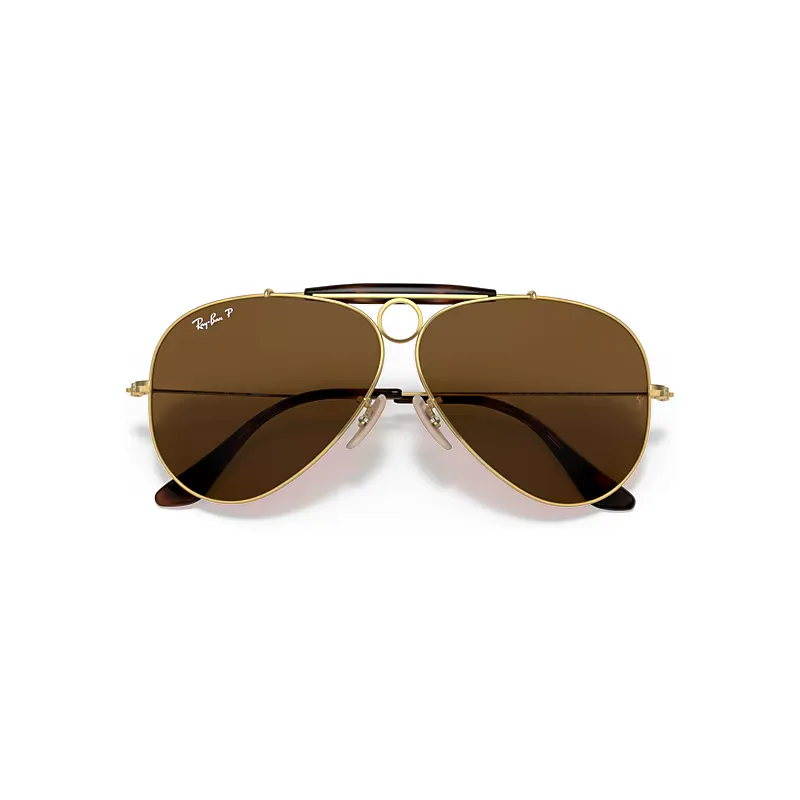 Shooter Sunglasses Arista Gold Frame Brown Lenses Polarized by Ray-Ban