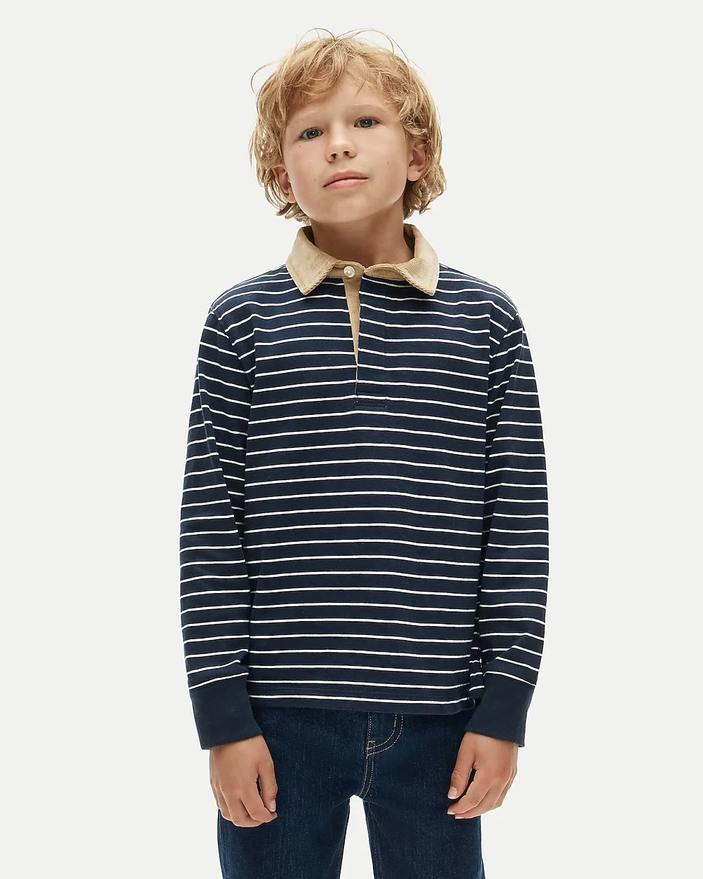 Varsity Rugby Polo Shirt with Corduroy Collar by J.Crew
