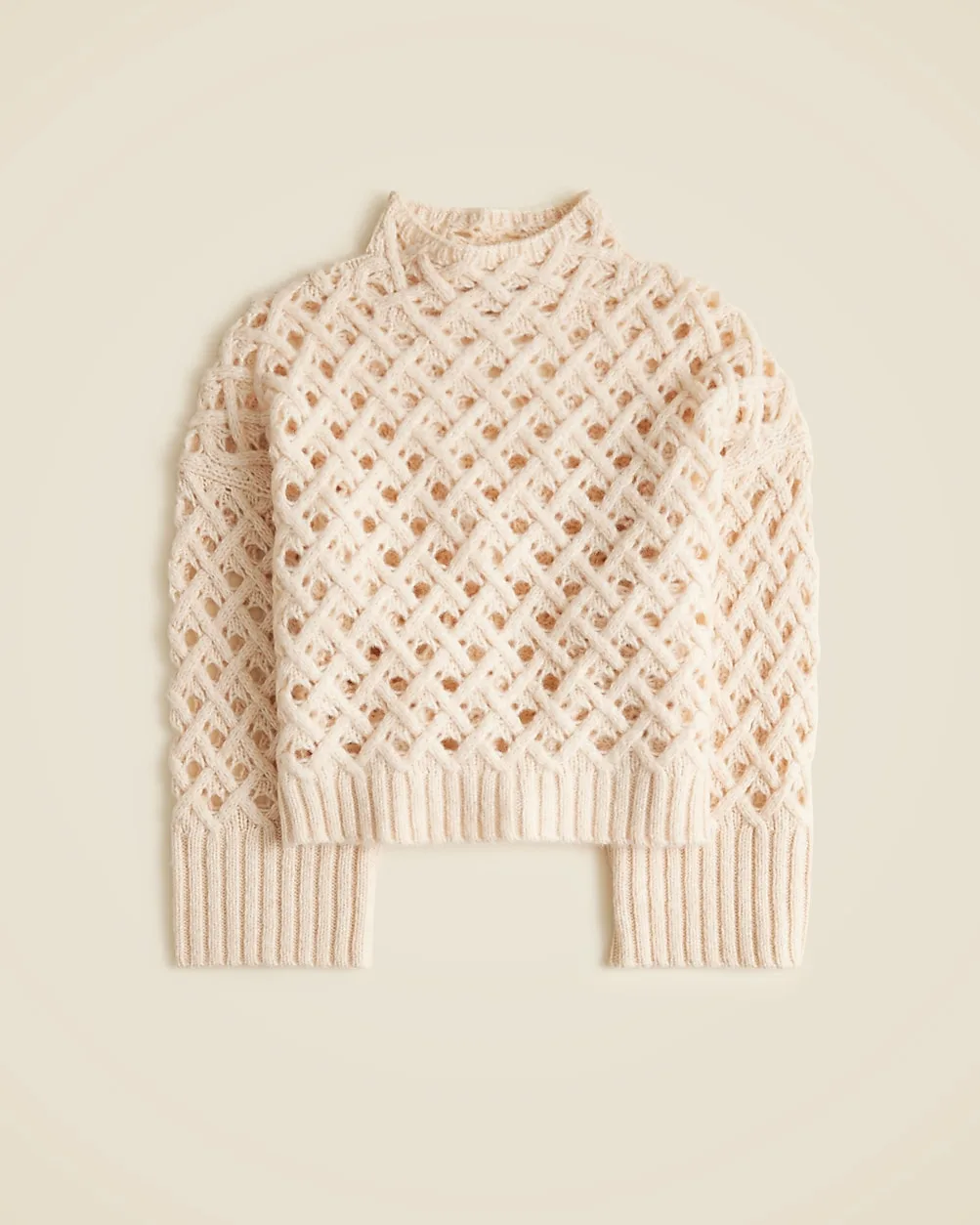 Cross-Cable Mockneck Sweater in Wool Blend by J.Crew