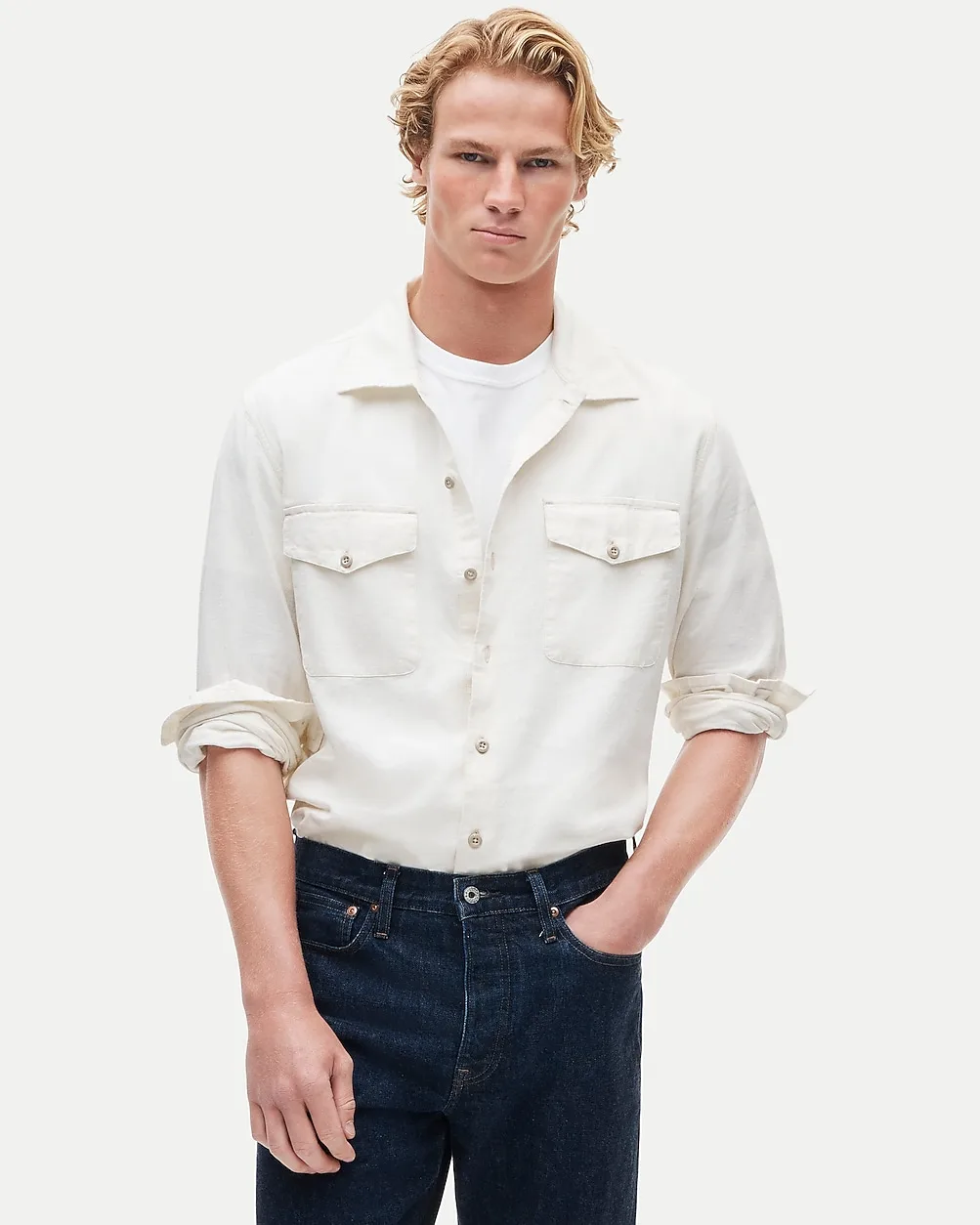 Wallace & Barnes Chambray Workshirt in Hemp-Cotton Blend by J.Crew