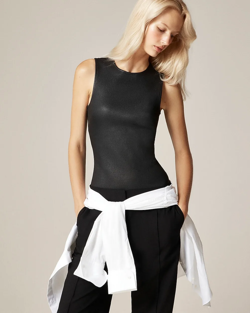 Alex Eagle x J.Crew Leather-Blend Bodysuit by J.Crew