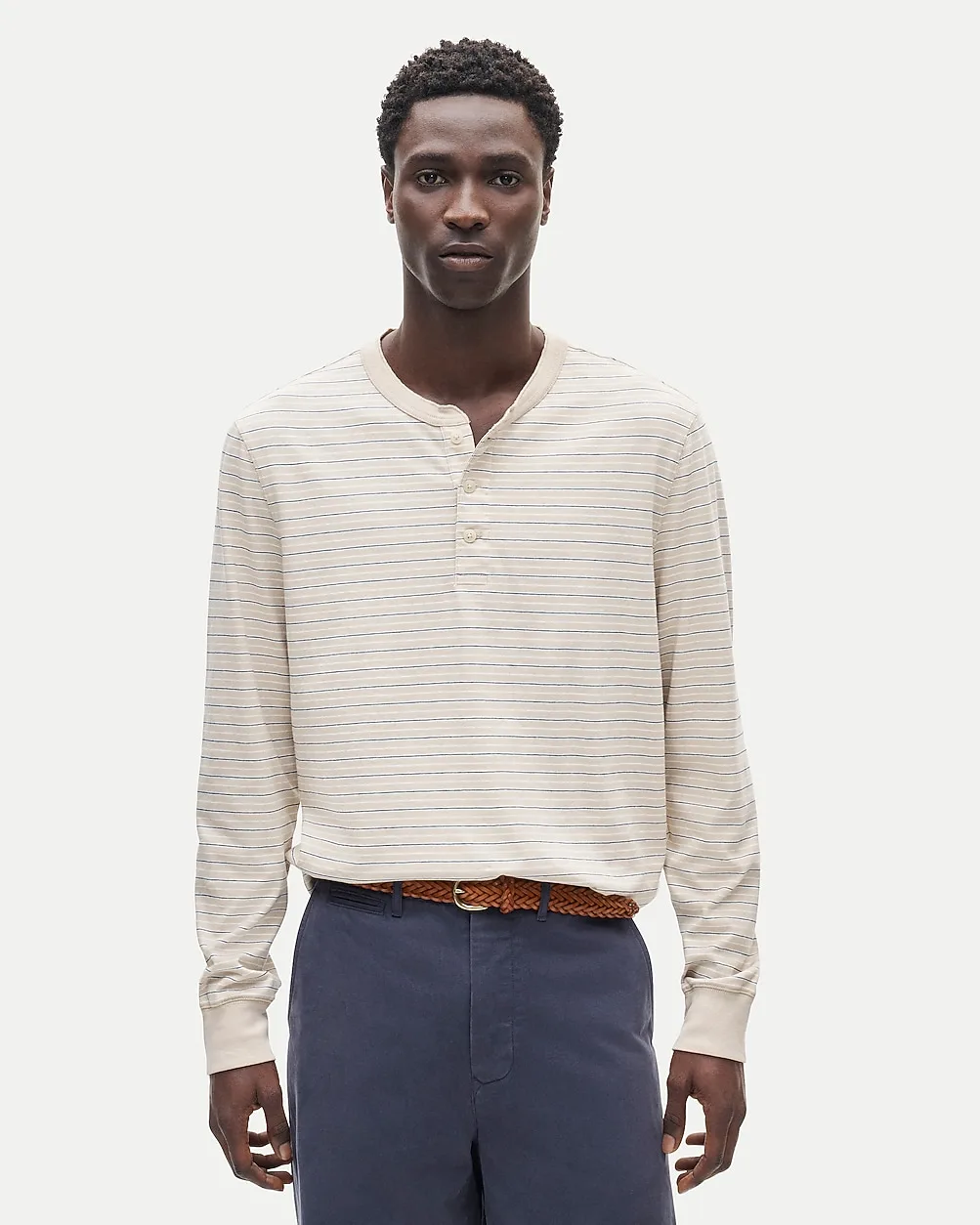 Slim Vintage-Wash Cotton Henley in Stripe by J.Crew