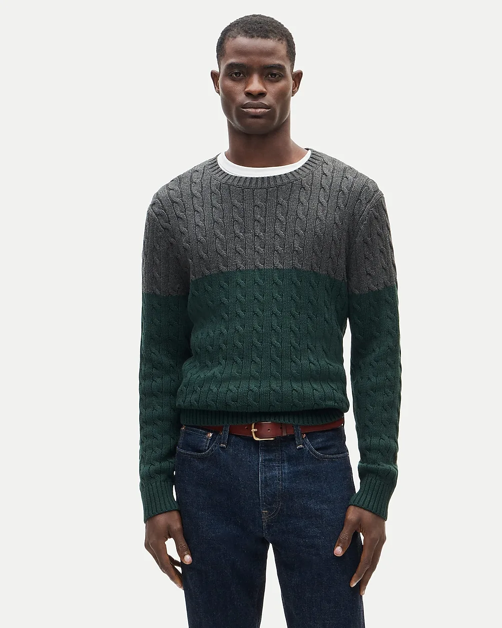 Heritage Cotton Cable-Knit Sweater in Colorblock by J.Crew