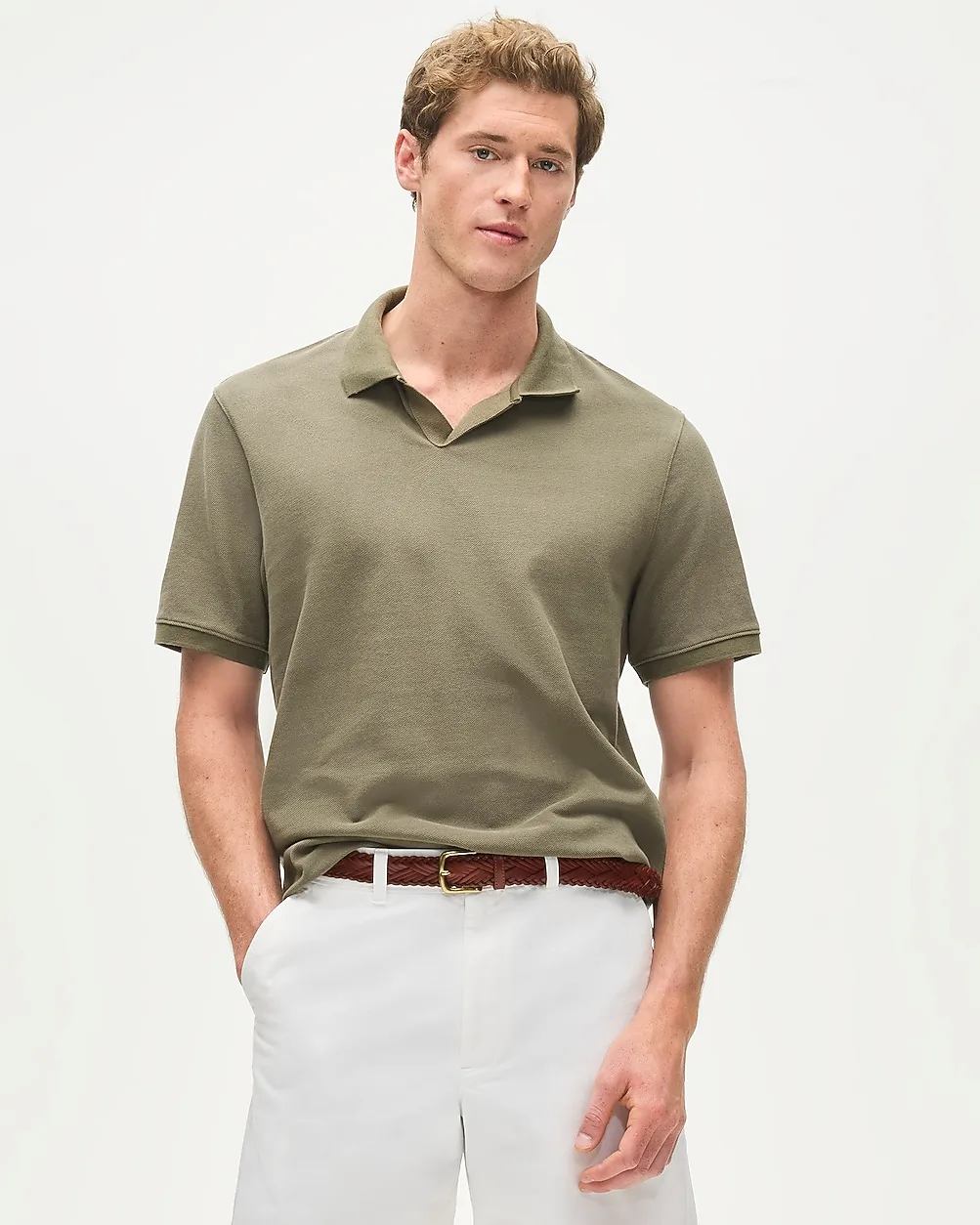 Tall Piqué Johnny-Collar Polo Shirt