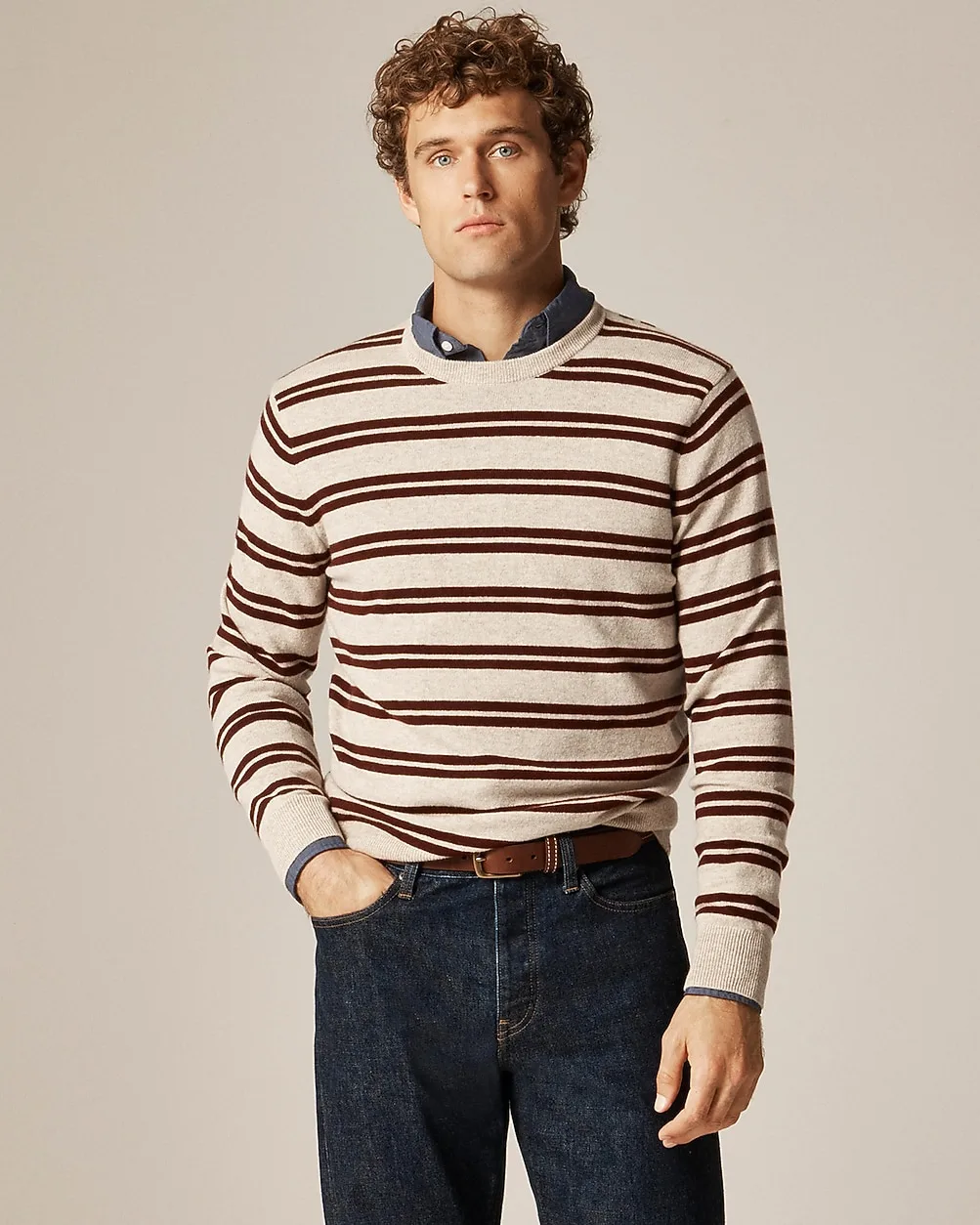 Cashmere Crewneck Sweater in Double Stripe by J.Crew