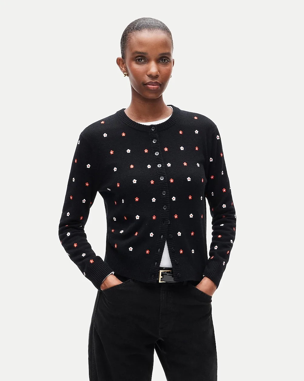Perfect Cashmere Cardigan with Floral Embroidery by J.Crew