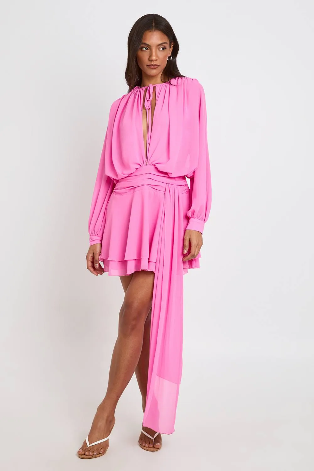 Chiffon Ruched Drape Smock Dress by boohoo