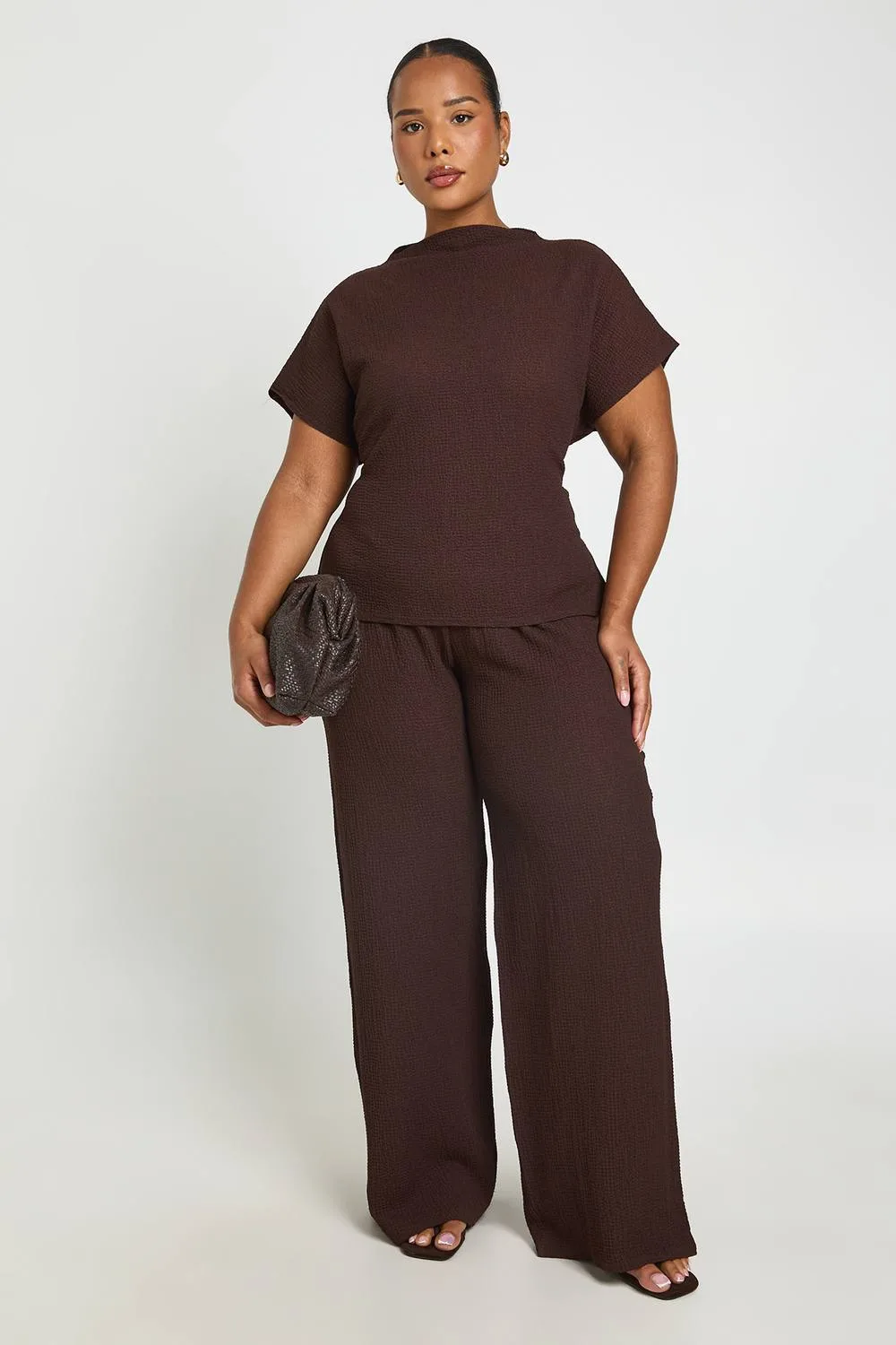Crinkle Tie Back Top Wide Leg Trouser Co Ord