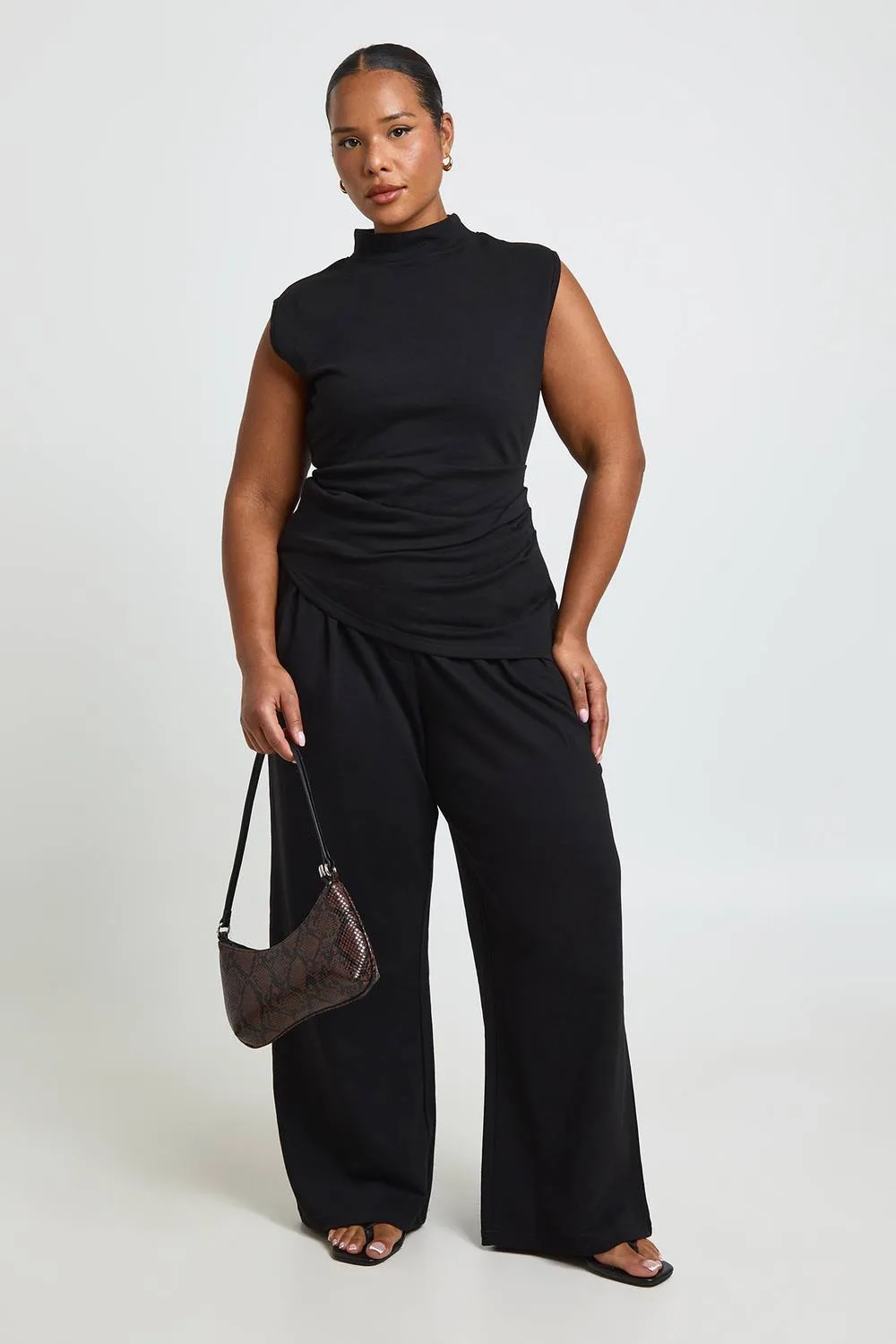 Asym Hem Ruched Waist Top by boohoo