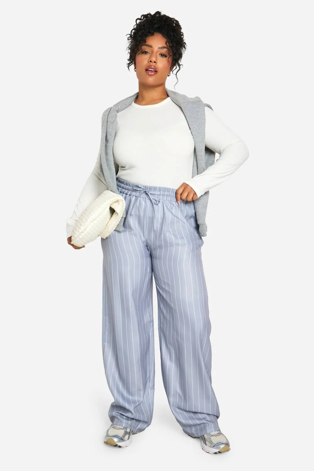 Stripe Woven Drawstring Trousers by boohoo