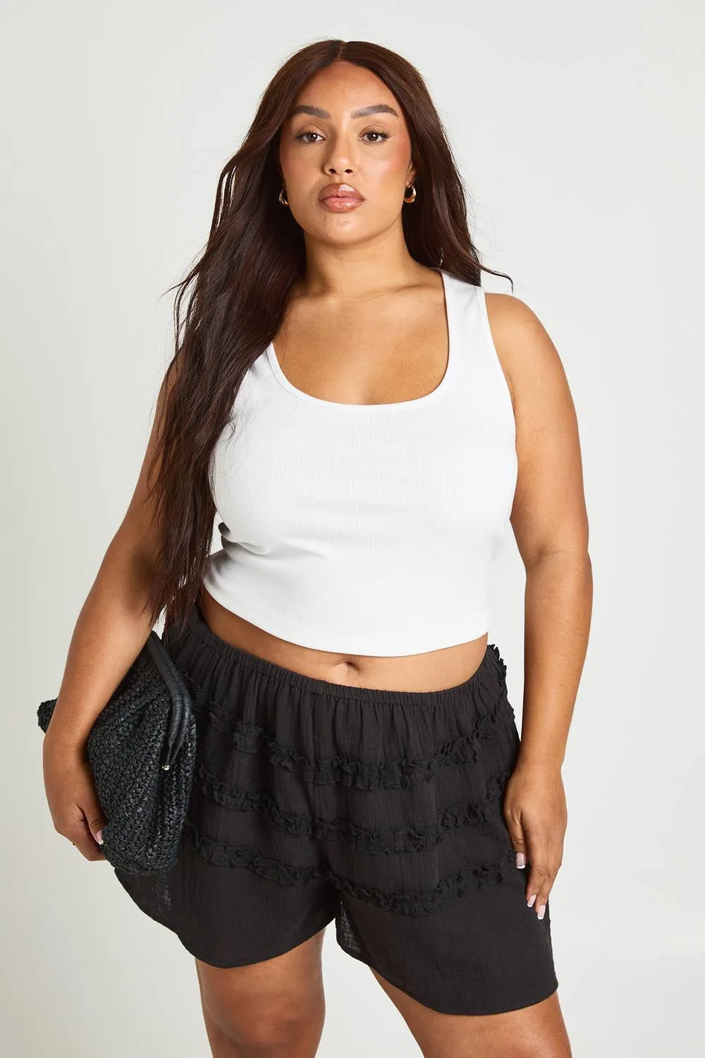 Shirred Frilled Flippy Short by boohoo