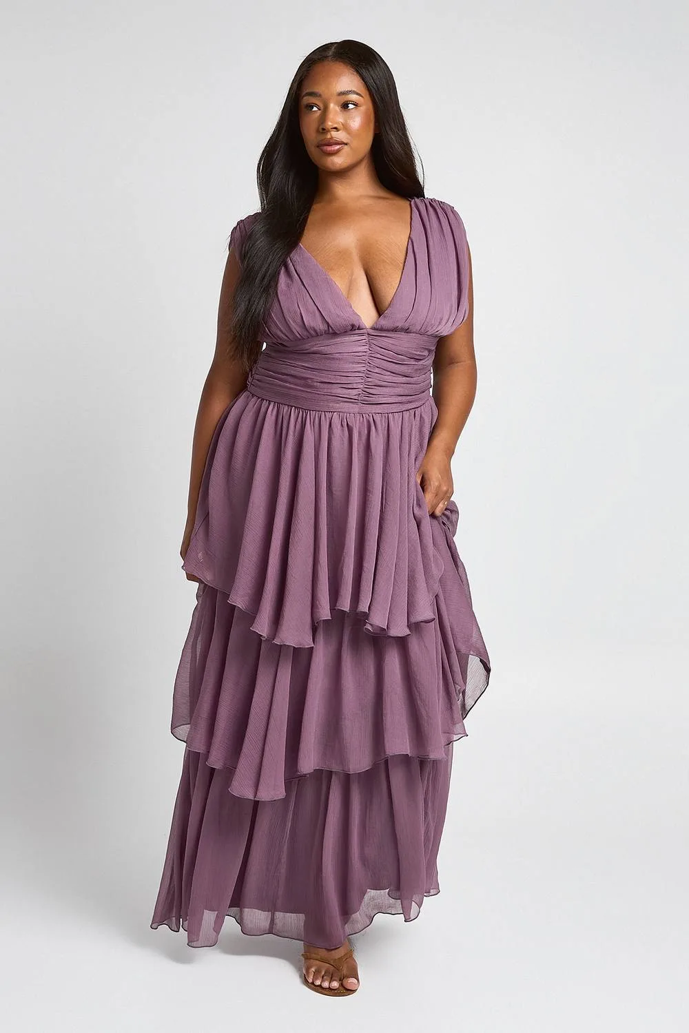 Ruffle V Neck Maxi Dress by boohoo