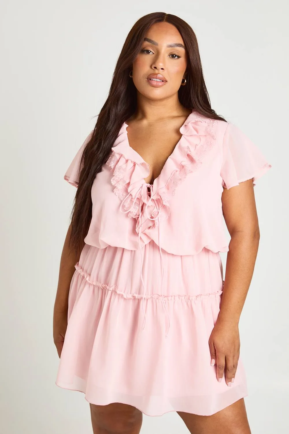 Chiffon Ruffle Skater Dress