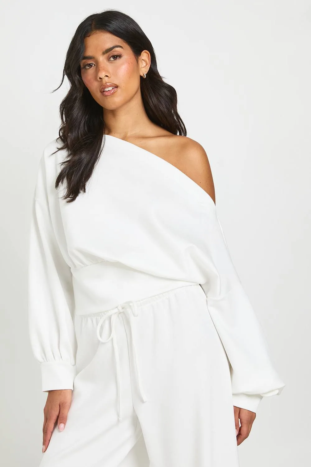 Soft Touch Off-Shoulder Sweatshirt by boohoo