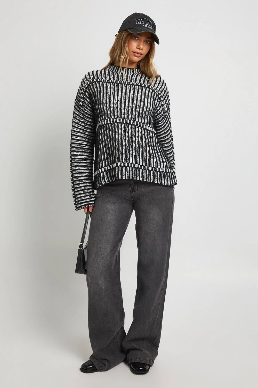 Chunky Knit High Neck Oversized Jumper by boohoo