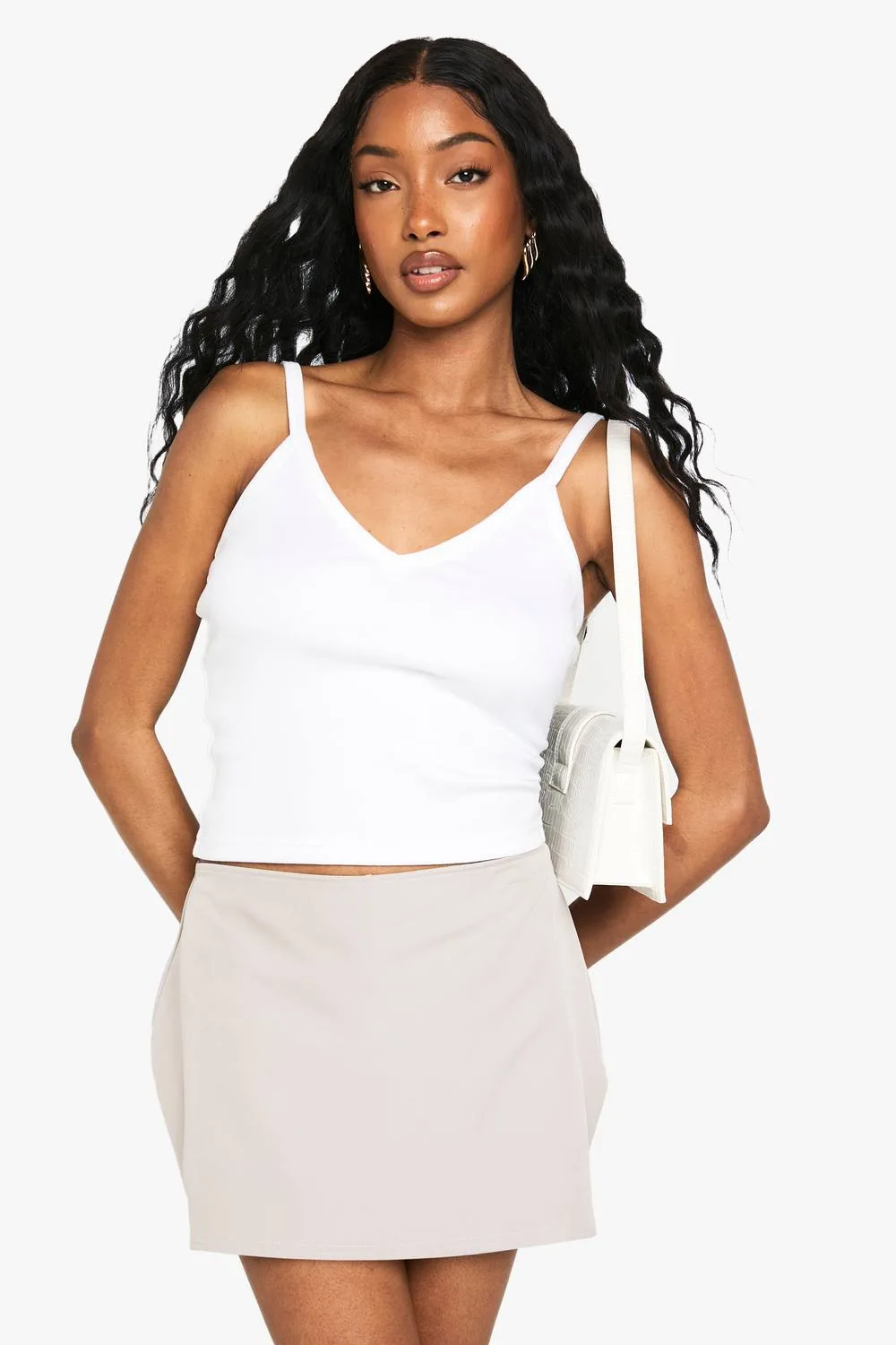 Basic Woven Mini Skort - Stone by boohoo