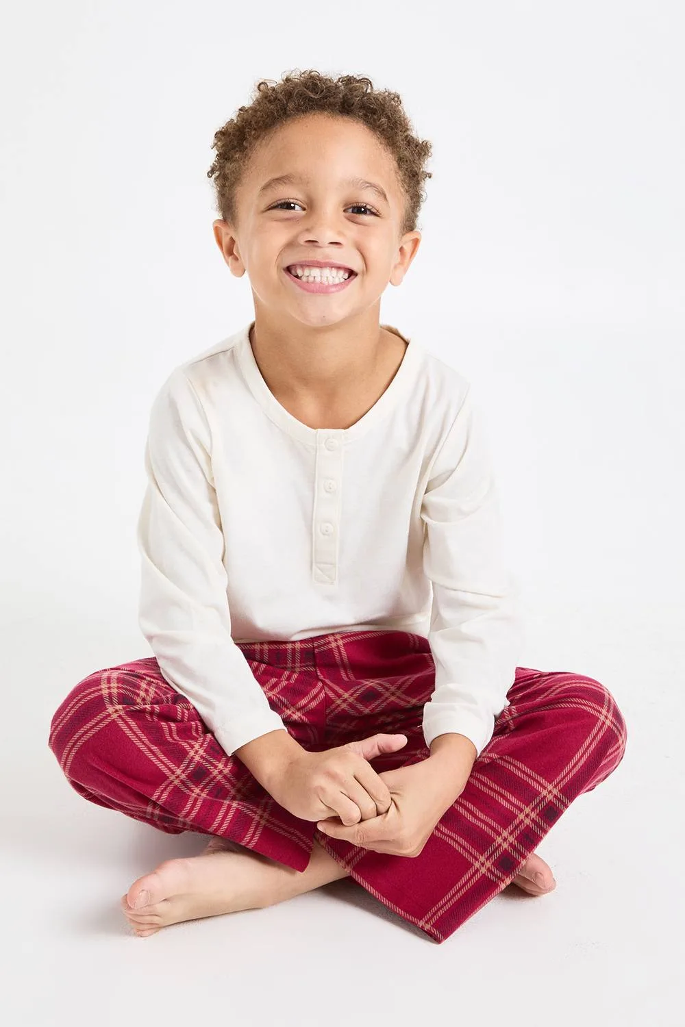 Matching Family Check Baby Fleece Long Sleeve Shirt & Trousers Pyjama Set by boohoo