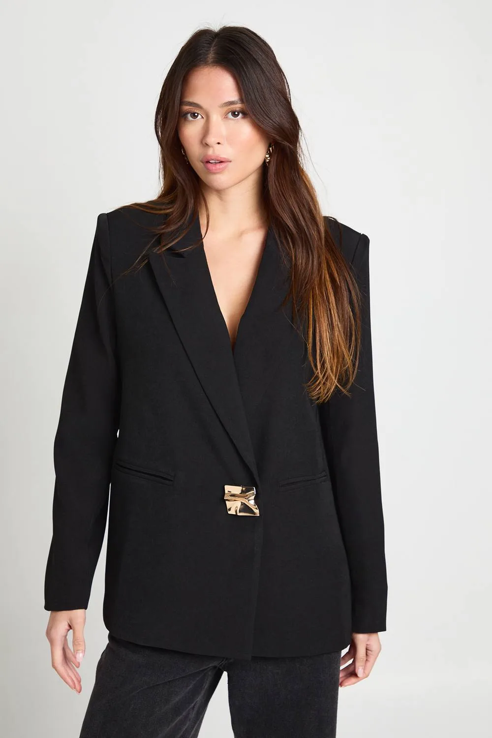 Gold Trim Oversized Tailored Blazer by boohoo